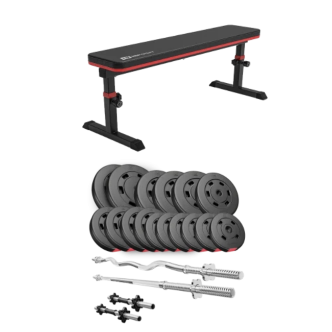 Набір Hop-Sport Premium 75кг з лавою HS-1025 Pro, штангами та гантелями