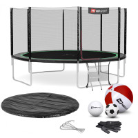 Батут Hop-Sport 14ft (427см) черно-зеленый с наружной сеткой
