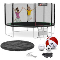 Батут Hop-Sport 14ft (427см) черно-зеленый с наружной сеткой