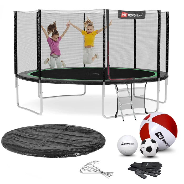 Батут Hop-Sport 14ft (427см) чорно-зелений з зовнішньою сіткою