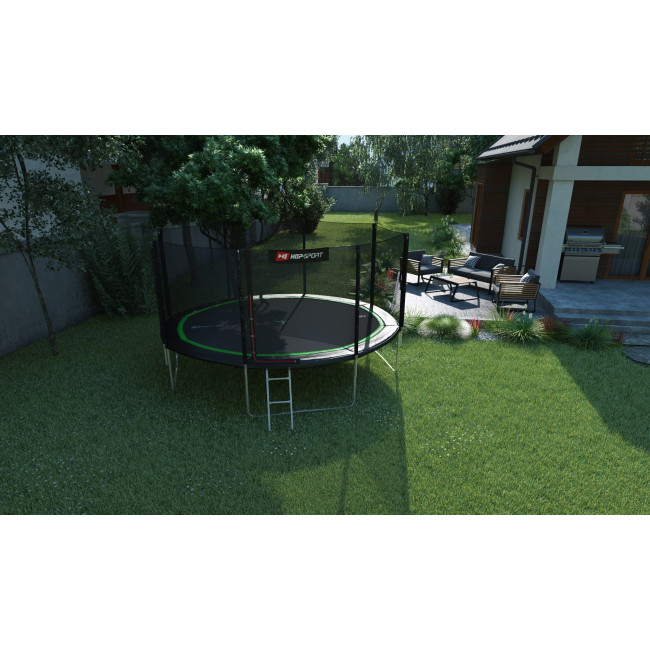 Батут Hop-Sport 14ft (427см) черно-зеленый с наружной сеткой