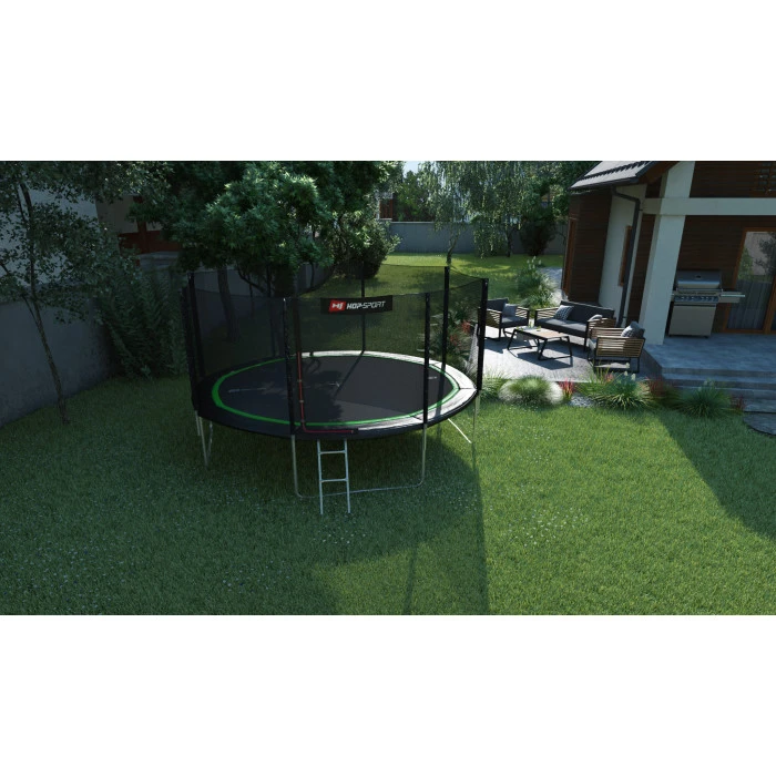 Батут Hop-Sport 14ft (427см) чорно-зелений з зовнішньою сіткою