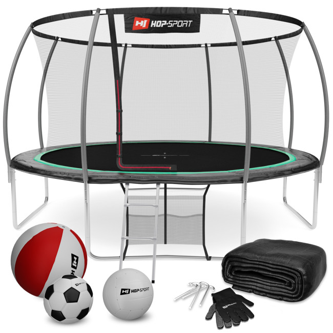 Батут Hop-Sport Premium 14ft (427см) чорно-зелений з внутрішньою сіткою