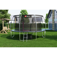 Батут Hop-Sport Premium 14ft (427см) черно-зеленый с внутренней сеткой