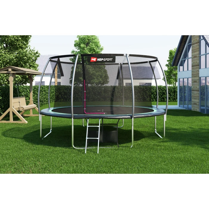 Батут Hop-Sport Premium 14ft (427см) чорно-зелений з внутрішньою сіткою