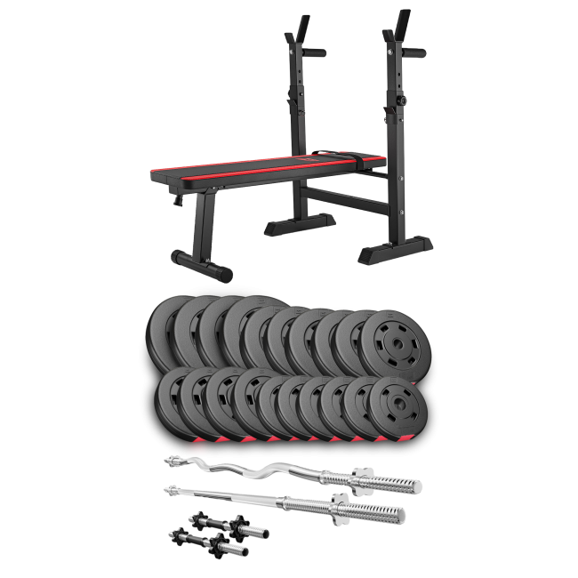 Набір Hop-Sport Premium 105кг з лавою HS-1080, штангами та гантелями