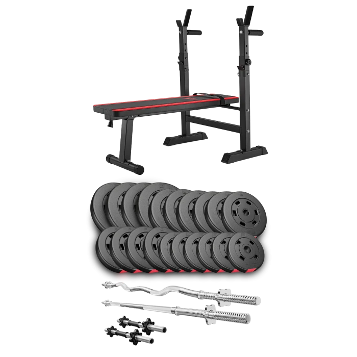 Набір Hop-Sport Premium 105кг з лавою HS-1080, штангами та гантелями