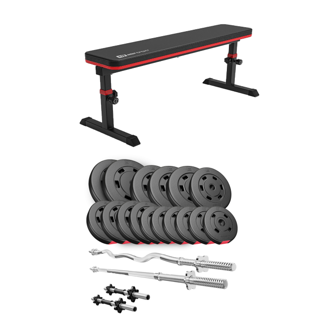 Набір Hop-Sport Premium 75кг з лавою HS-1025 Pro, штангами та гантелями