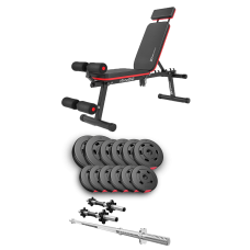 Набор Hop-Sport Premium 38кг со скамьей HS-2040 HB, штангой и гантелями.