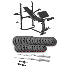 Набор Hop-Sport Premium 135кг со скамьей TX-020, штангами и гантелями.