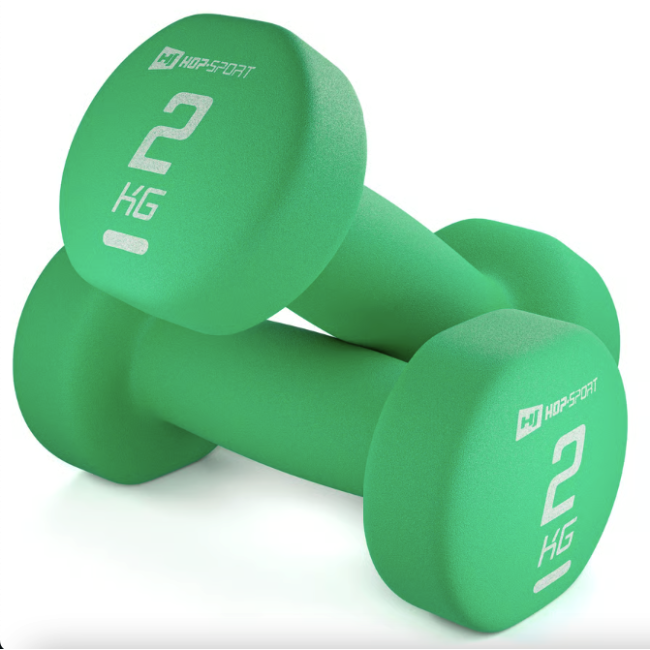 Гантелі для фітнесу неопренові круглі Hop-Sport HS-V020DR 2x2кг зелений