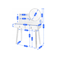 Туалетний столик Jumi Scandi LED підсвітка, з шухлядами, білий