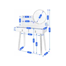 Туалетний столик Jumi Scandi LED підсвітка, з шухлядами, білий