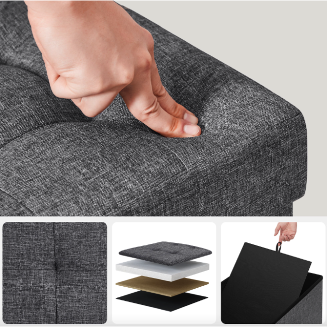 Банкетка-пуф Leobert Kors с местом хранения темно-серый