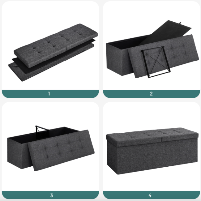 Банкетка-пуф Leobert Kors с местом хранения темно-серый