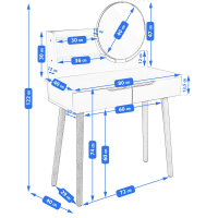 Туалетний столик Jumi Scandi з шухлядами, світлий бук