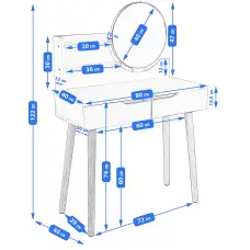 Туалетний столик Jumi Scandi з шухлядами, світлий бук