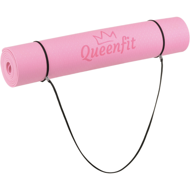 Коврик (мат) для фитнеса и йоги Queenfit Premium TPE 0,5см розовый