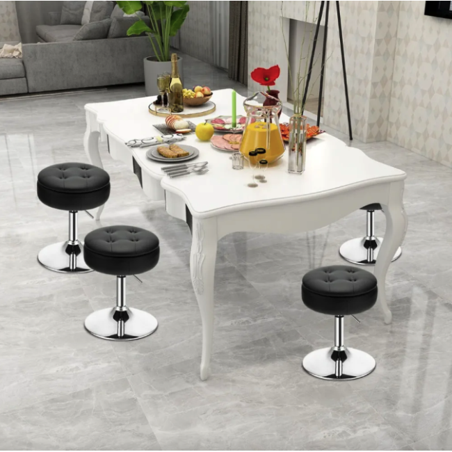 Кресло табурет вращающееся Costway Meri с местом для хранения черный