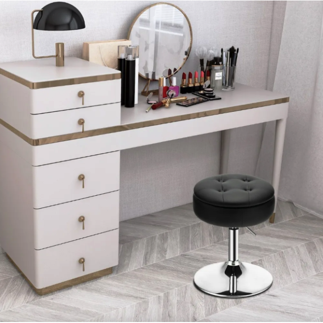 Кресло табурет вращающееся Costway Meri с местом для хранения черный