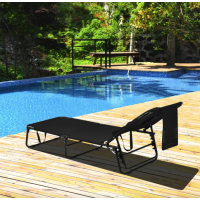 Шезлонг Costway Hanna раскладной с отверстием для лица черный