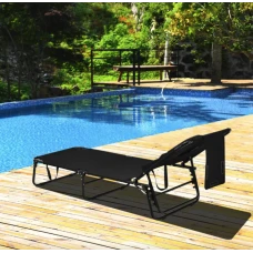 Шезлонг Costway Hanna раскладной с отверстием для лица черный