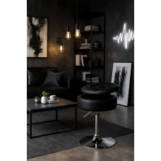 Крісло табурет обертове Costway Meri з місцем для зберігання чорний