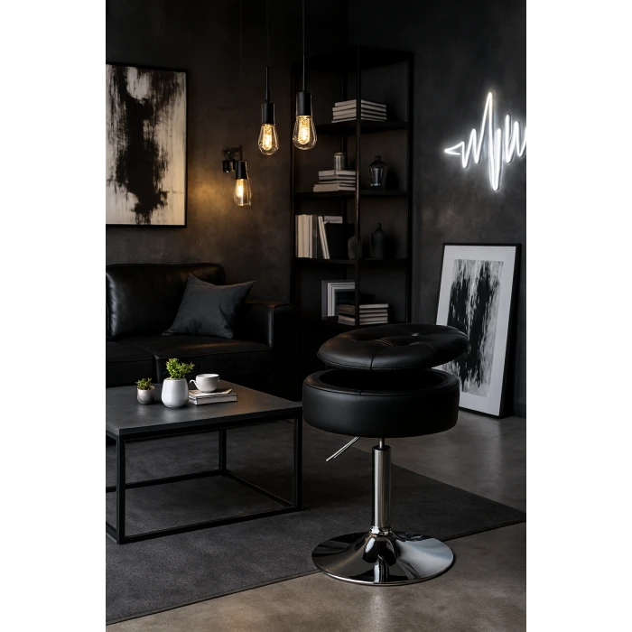 Крісло табурет обертове Costway Meri з місцем для зберігання чорний