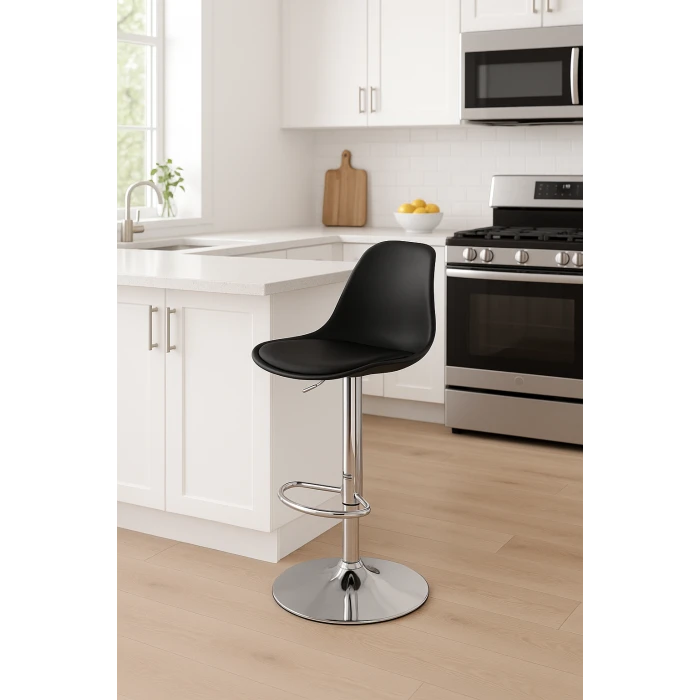 Барний стілець Leobert Hoga з спинкою чорний