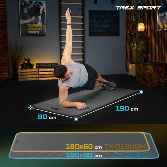 Коврик для йоги Trex Sport TX-029NGM NBR 2см 190х80 серый