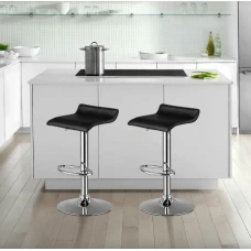 Комплект барных стульев Costway Forse экокожа с подставкой для ног черный