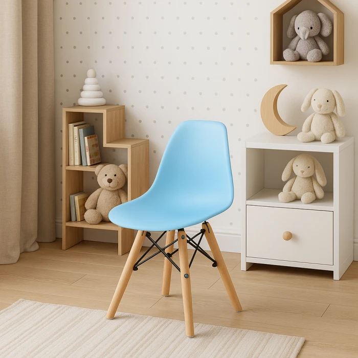 Дитячий стільчик Leobert Zubi зі спинкою блакитний