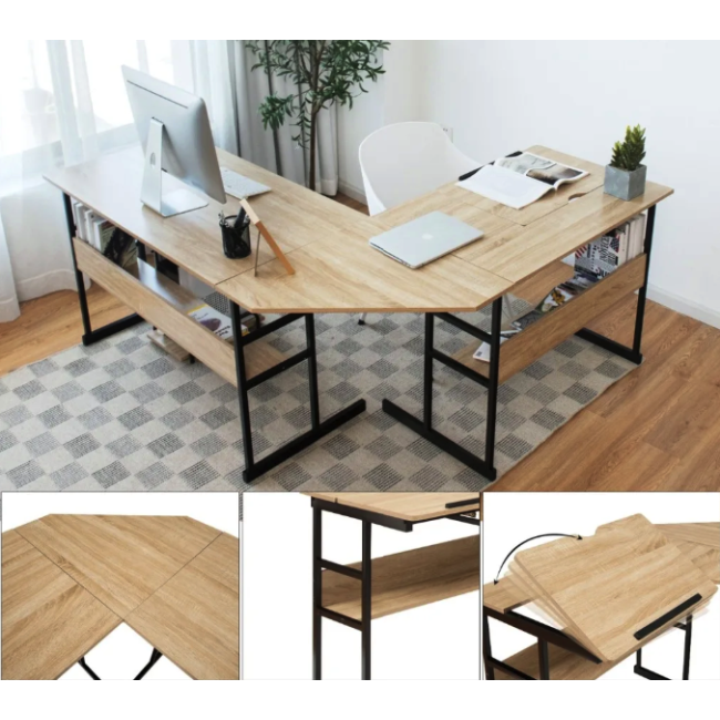 Компьютерный стол Costway Fulton с регулируемой панелью в стиле Loft