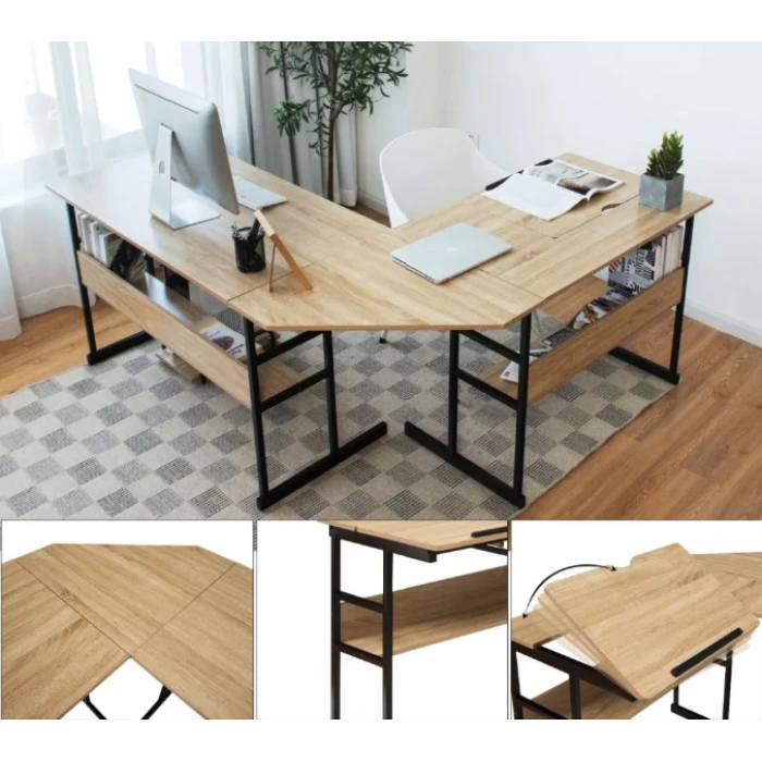 Компьютерный стол Costway Fulton с регулируемой панелью в стиле Loft