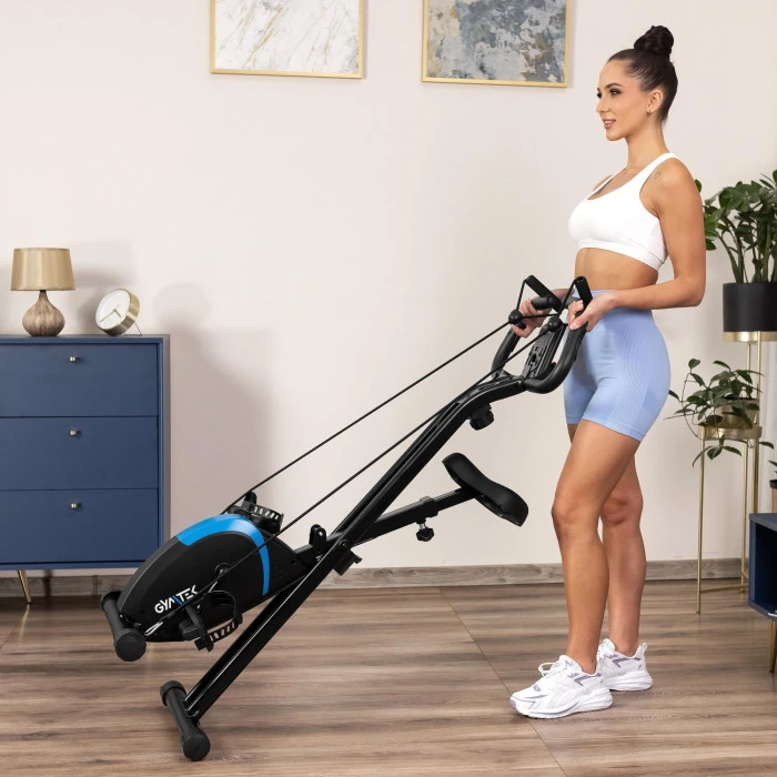 Велотренажер Gymtek FX800 магнітний складний з еспандерами синій