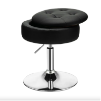 Кресло табурет вращающееся Costway Meri с местом для хранения черный