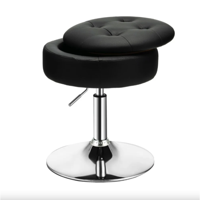 Кресло табурет вращающееся Costway Meri с местом для хранения черный