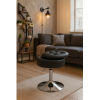 Кресло табурет вращающееся Costway Meri с местом для хранения черный