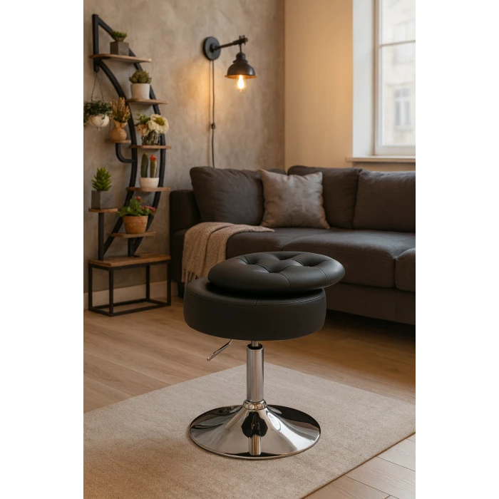 Крісло табурет обертове Costway Meri з місцем для зберігання чорний