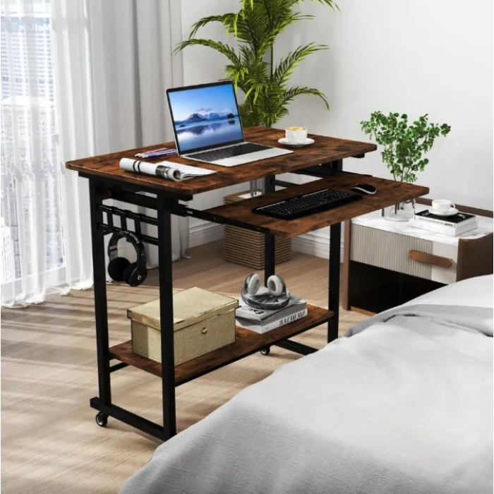Компьютерный стол Costway Otto с выдвижной подставкой для клавиатуры