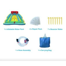 Надувна водна гірка Costway Summer зі стійкою для скелелазіння двостороння