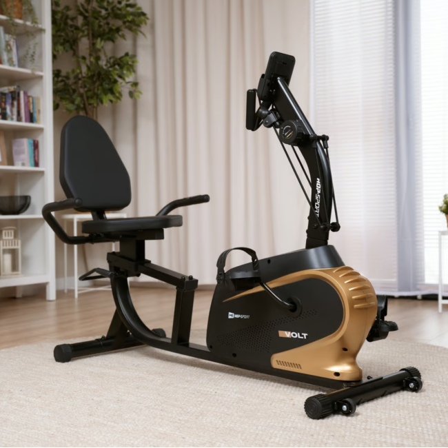 Горизонтальный велотренажер Hop-Sport HS-045L Volt магнитный золотистый