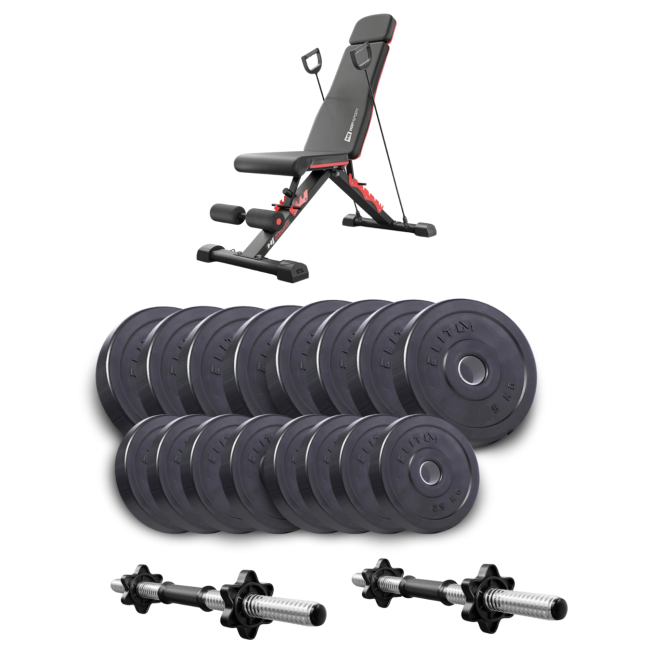 Набор Elitum Titan гантели 2х31кг со скамьей Hop-Sport HS-2080 HB