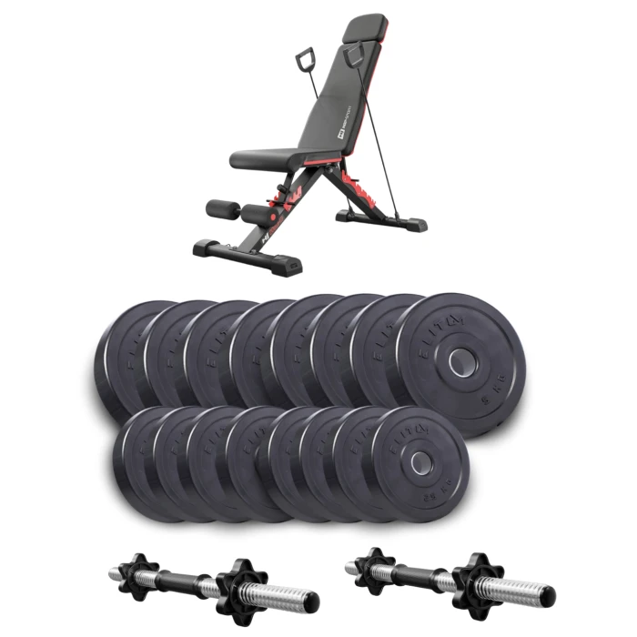 Набір Elitum Titan гантелі 2х31кг з лавою Hop-Sport HS-2080 HB