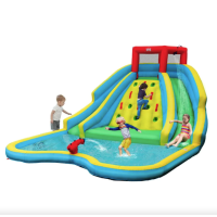 Надувна водна гірка Costway Summer зі стійкою для скелелазіння двостороння