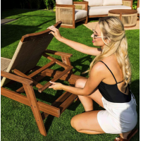 Садовий шезлонг Di Volio Alege з дерева бежевий