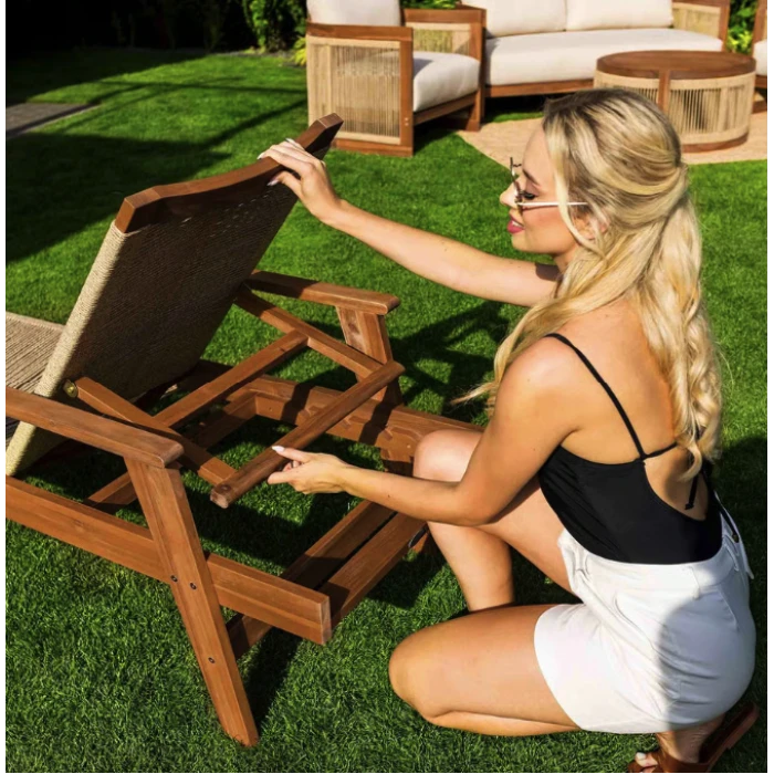 Садовый шезлонг Di Volio Alege из дерева бежевый.