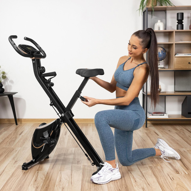 Велотренажер Gymtek FX600 магнитный складной с эспандерами золотой