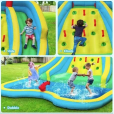 Надувна водна гірка Costway Summer зі стійкою для скелелазіння двостороння