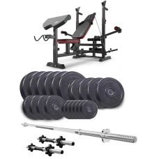 Набор Elitum Titan 109кг со скамьей HS-1075 Pro, штангой и гантелями.